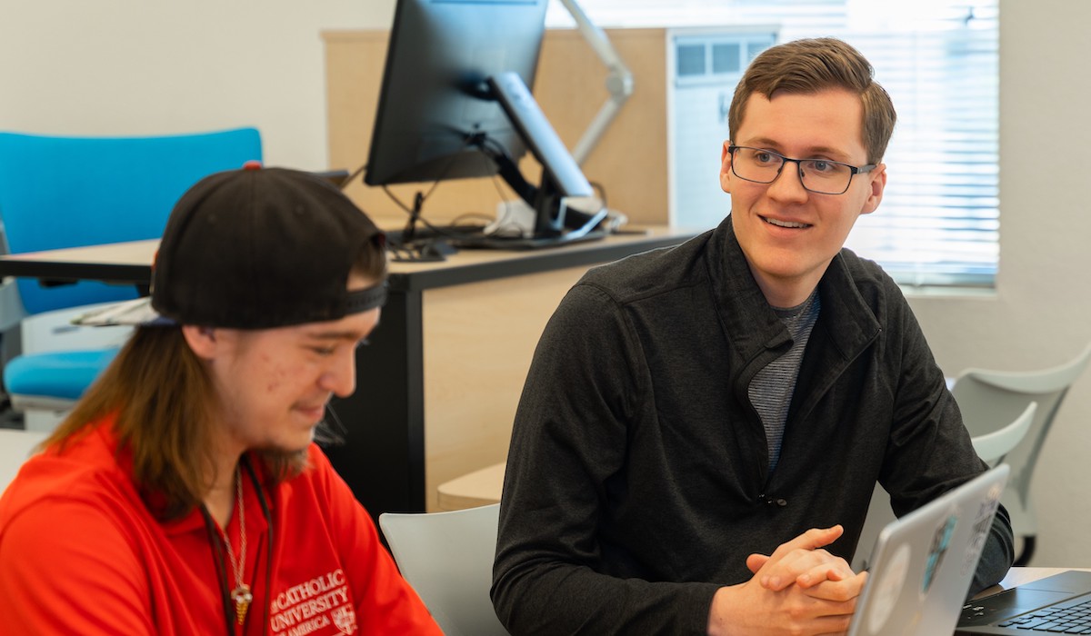 Students working together in a classroom